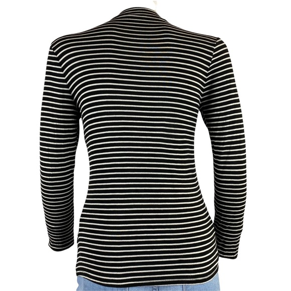 LULU'S Black & White Striped Mock T-Neck L - Picture 2 of 7
